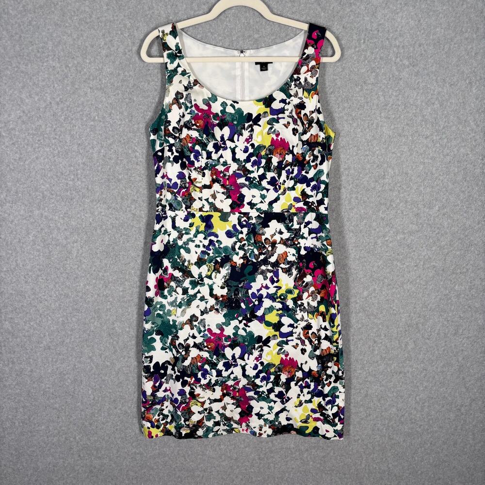 Ann Taylor Dress 8 Knee Floral Watercolor Cotton Stretch Southern Career Church‎